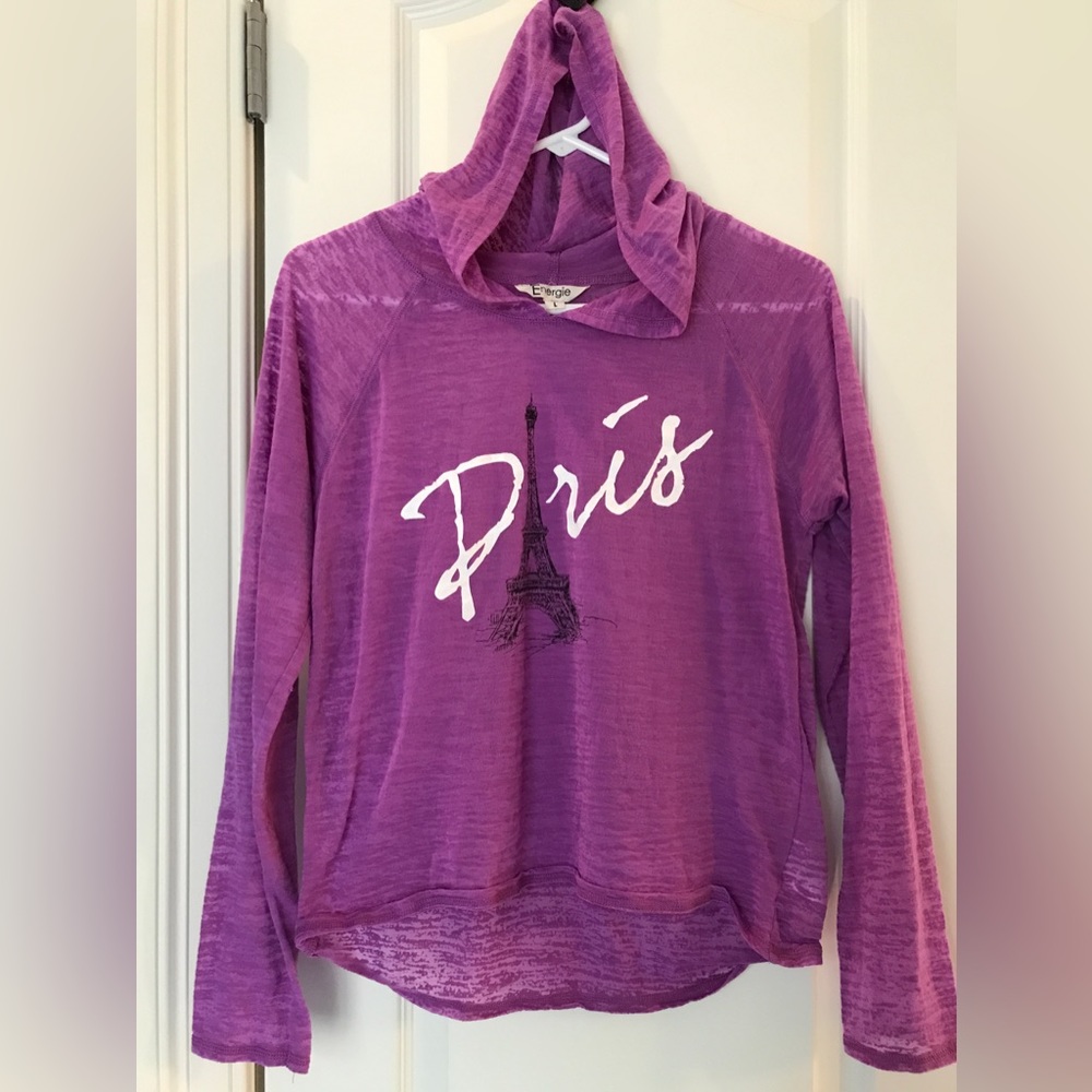 Paris hooded long sleeve thin shirt purple L jr - M adult fit